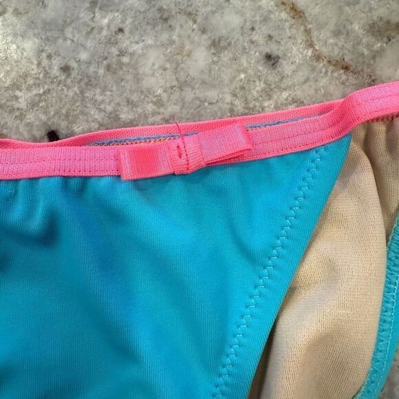 Skinny Dip Bikini Small Blue with Pink Bows - Picture 4 of 6